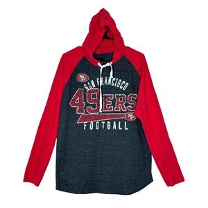San Francisco 49ers NFL Hoodie‎ Raglan Gray Red Football Women's Large light